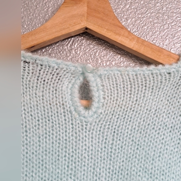 Vintage Beautifully Mine Mint Green Knit Sweater With Embellishments - Picture 7 of 8